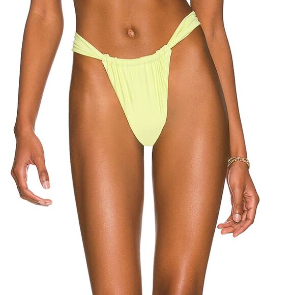 Lovers + Friends Yellow Brazilian Bikini Bottom SMALL High Cut Adore You $68 NEW - Picture 1 of 7
